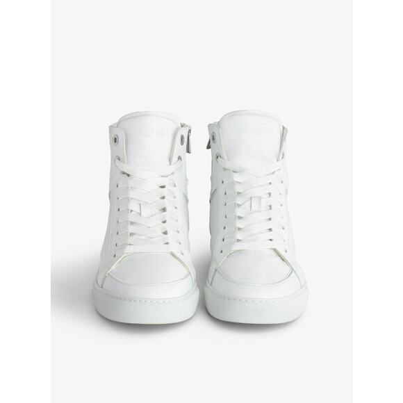 Zadig & Voltaire Men\'s High Flash Sneakers White Leather High Tops $328, Sz 44 main image 5